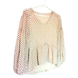 MAURICES EOMENS SMALL BEIGE AND  BLACK POKADOT SHIRT
